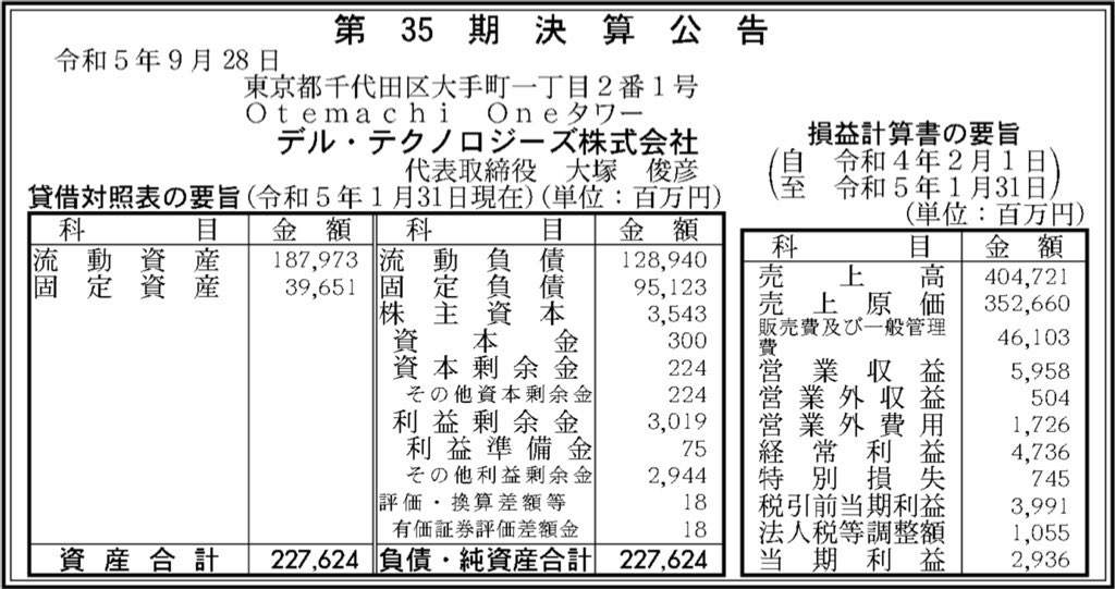 デル・テクノロジーズ_決算公告
